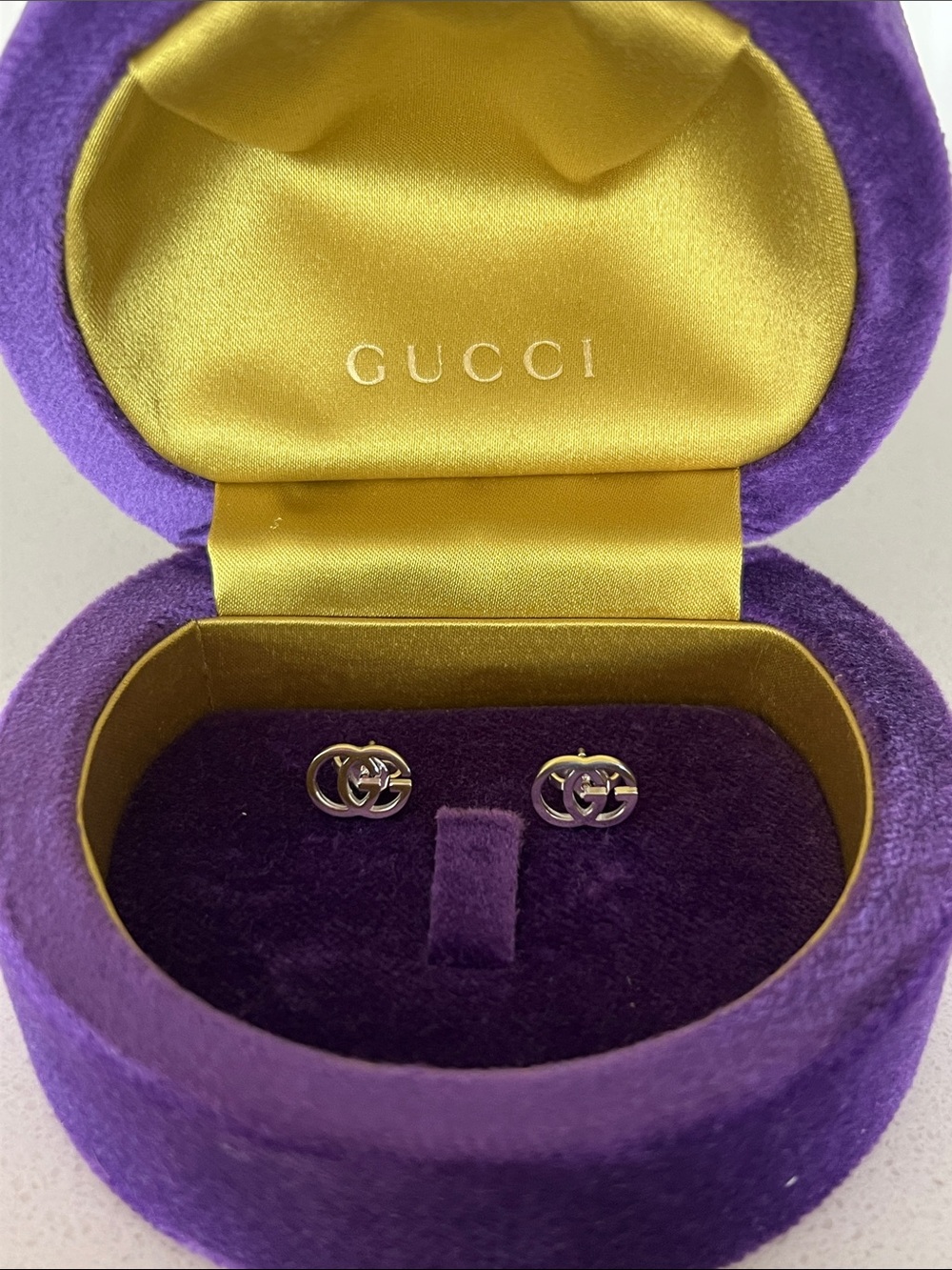 Gucci 18k Double G Stud Earrings